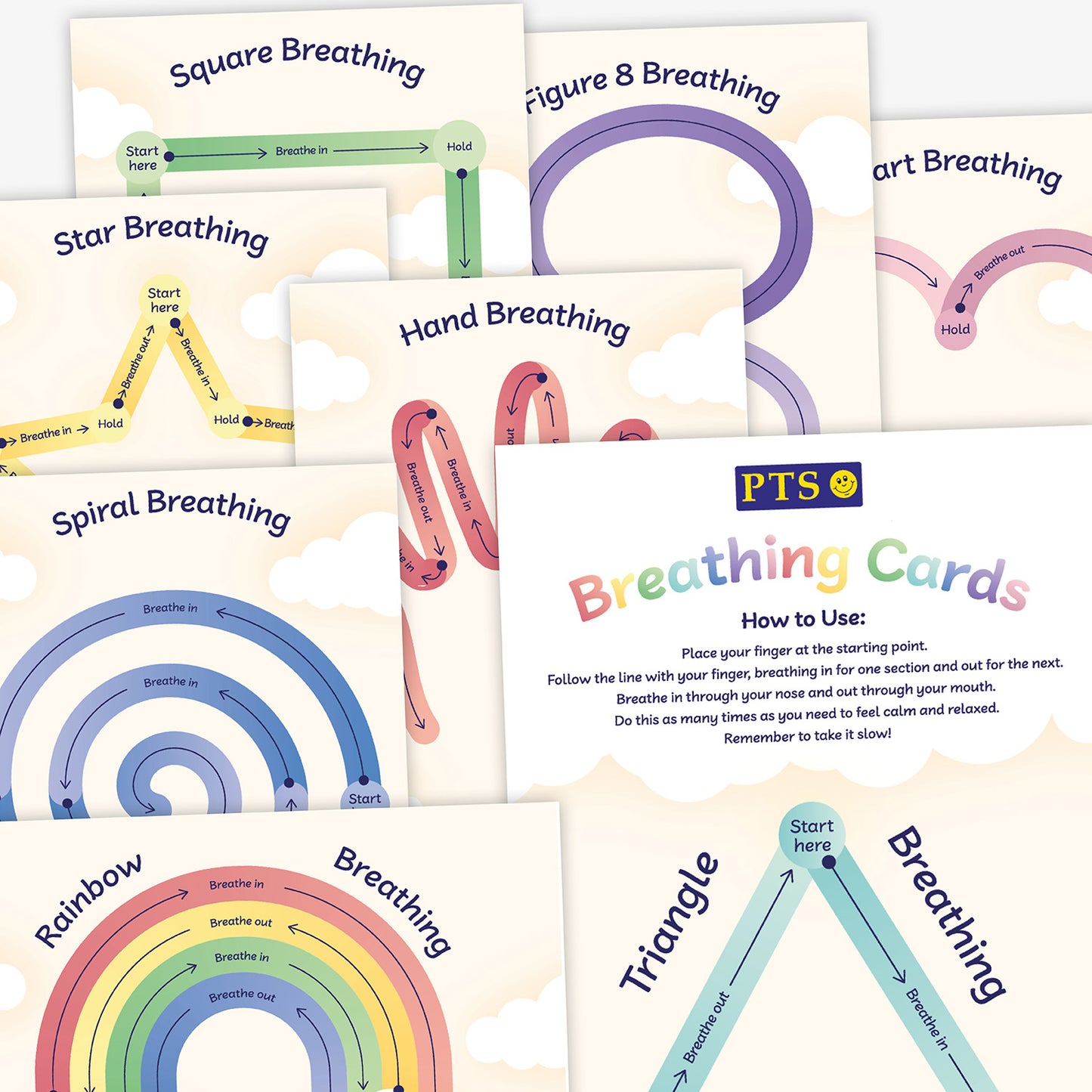 8 Finger Tracing Breathing Cards - A5