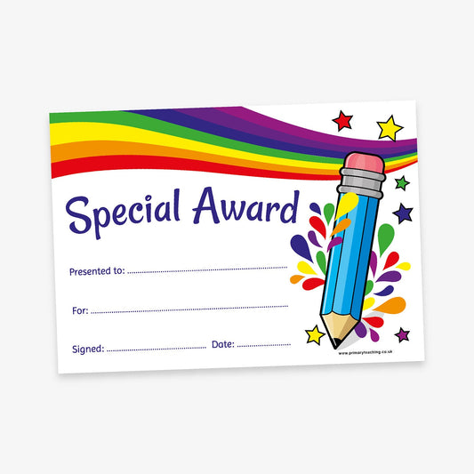 20 Sherbet Scented Special Award Certificates - A5
