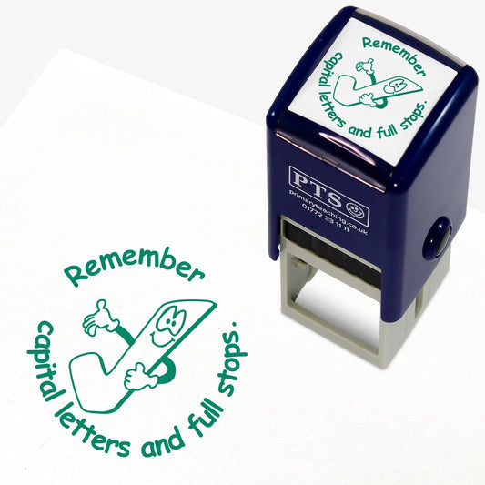 Remember Capital Letters and Full Stops Stamper - Green - 25mm