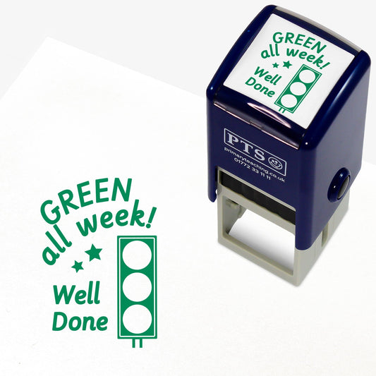 Green All Week Well Done Traffic Light Stamper - Green - 25mm