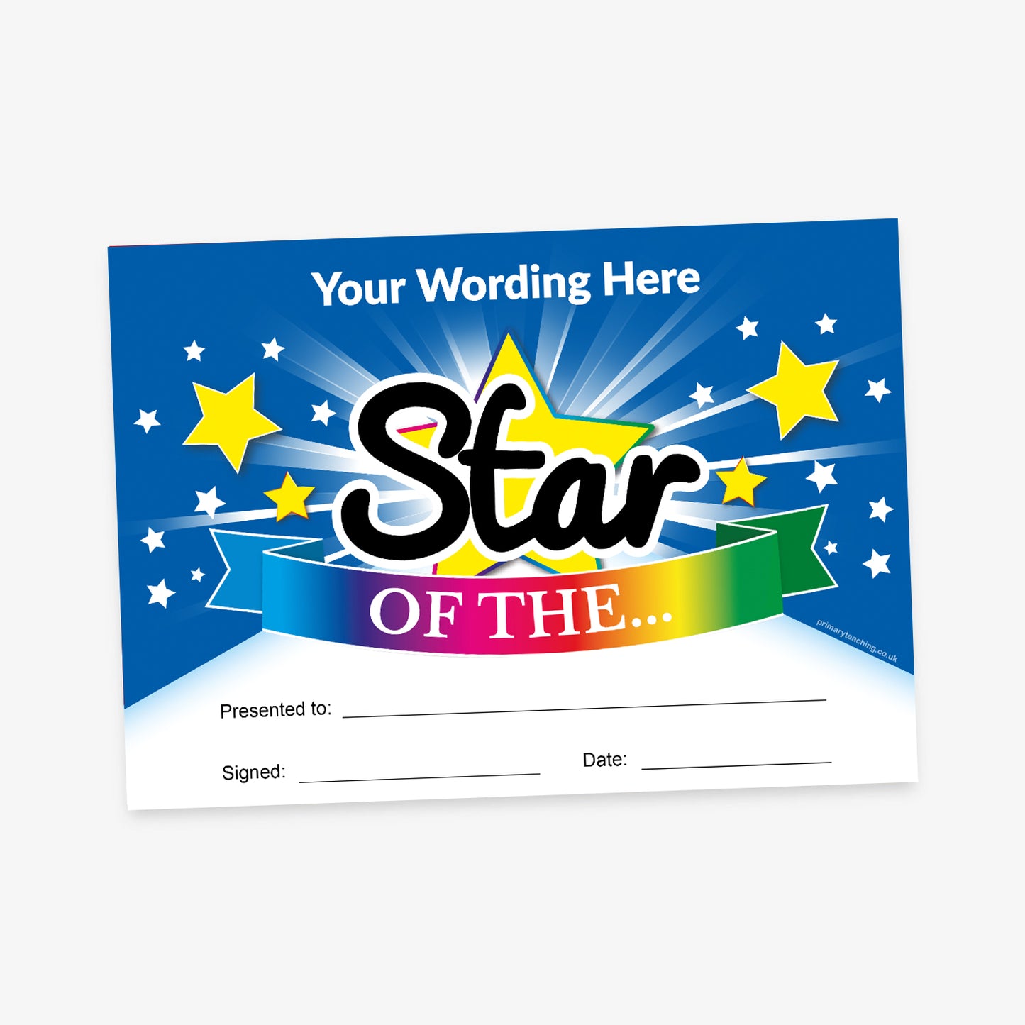 Personalised Star of the Week Banner Certificate - A5
