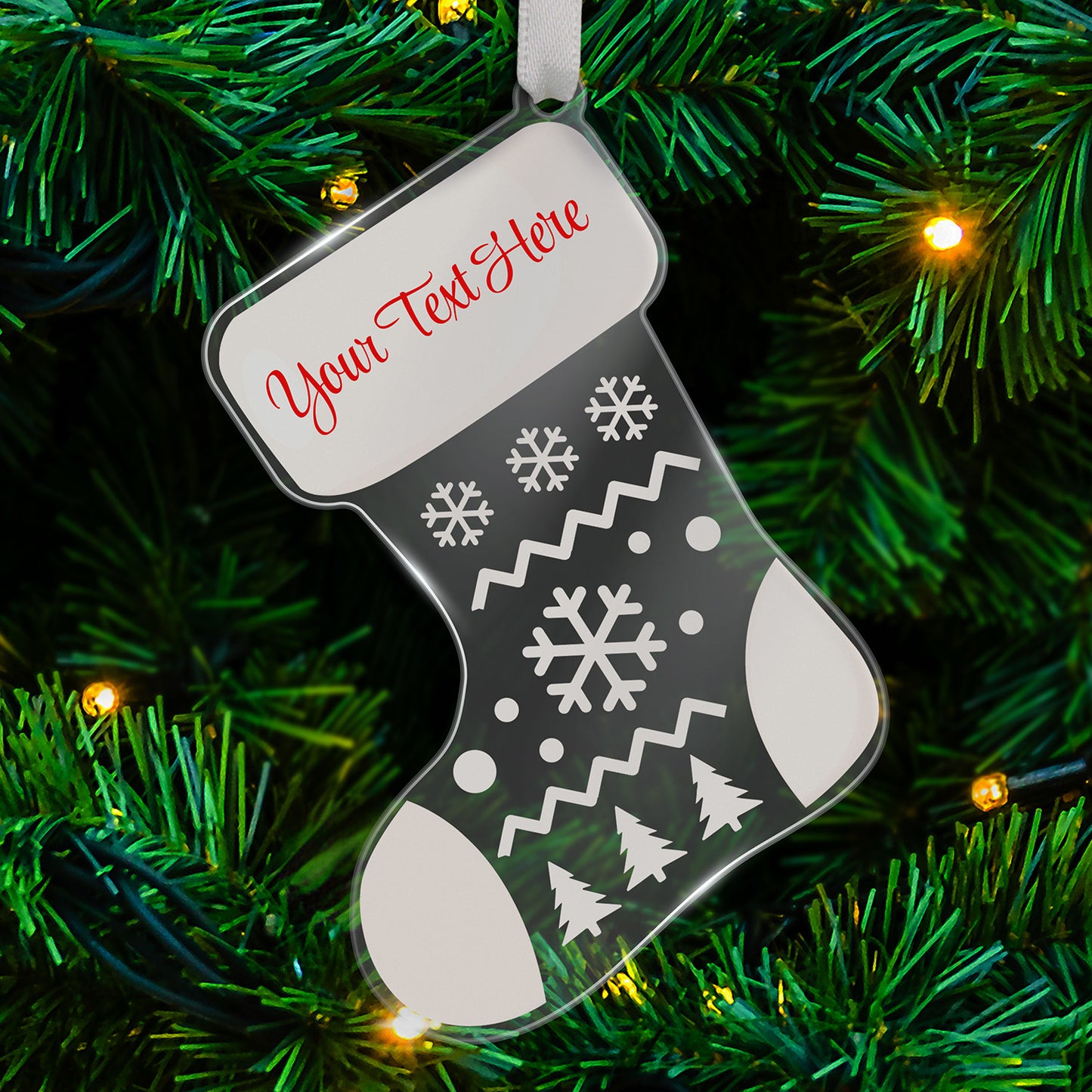 Personalised Christmas Stocking Bauble - 87mm x 97mm