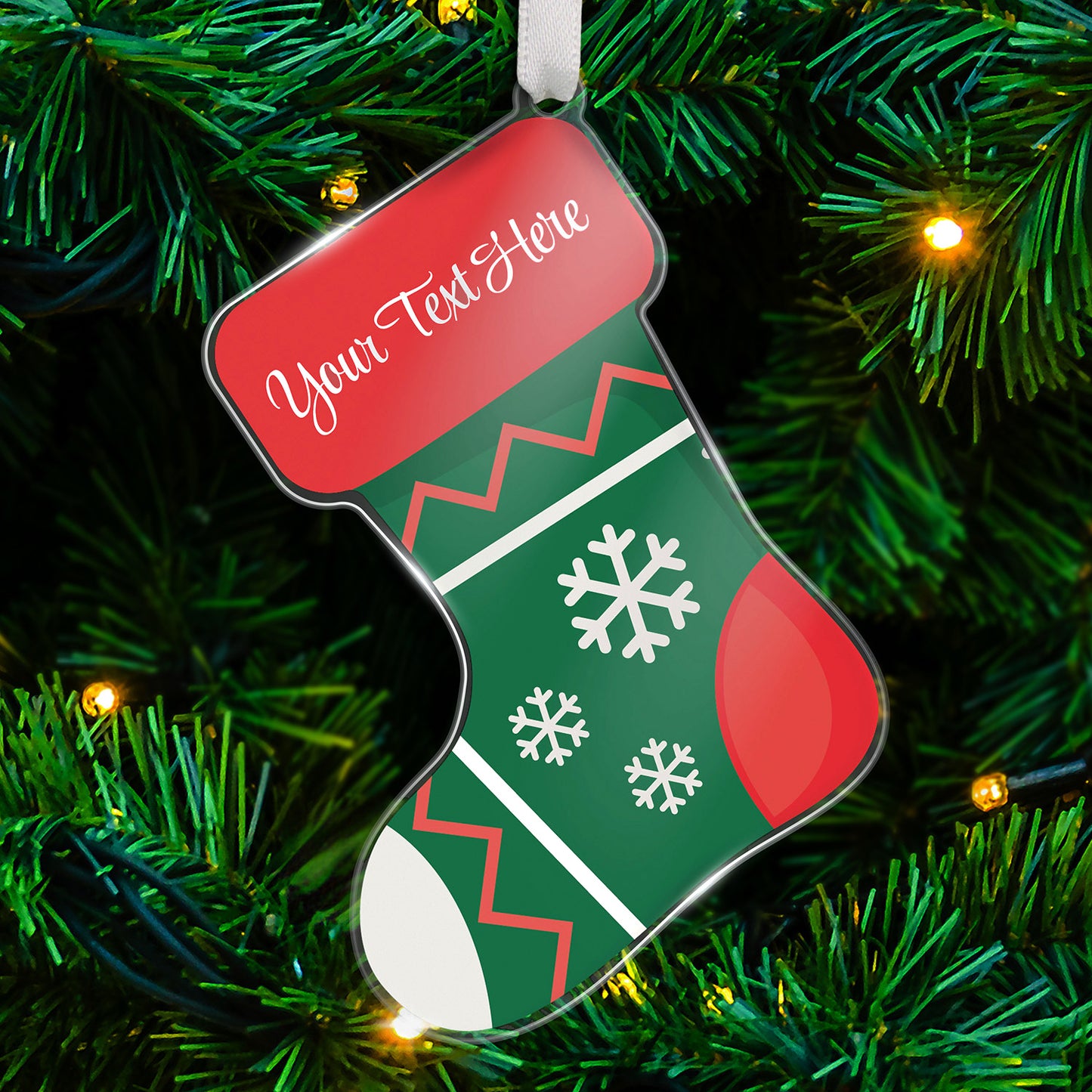 Personalised Christmas Stocking Bauble - 87mm x 97mm