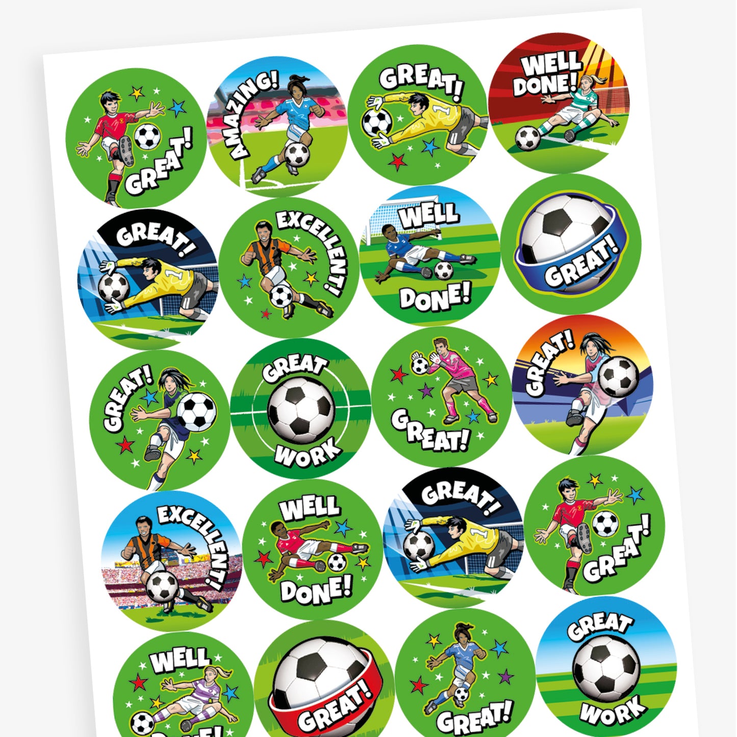 20 Football Stickers - 32mm