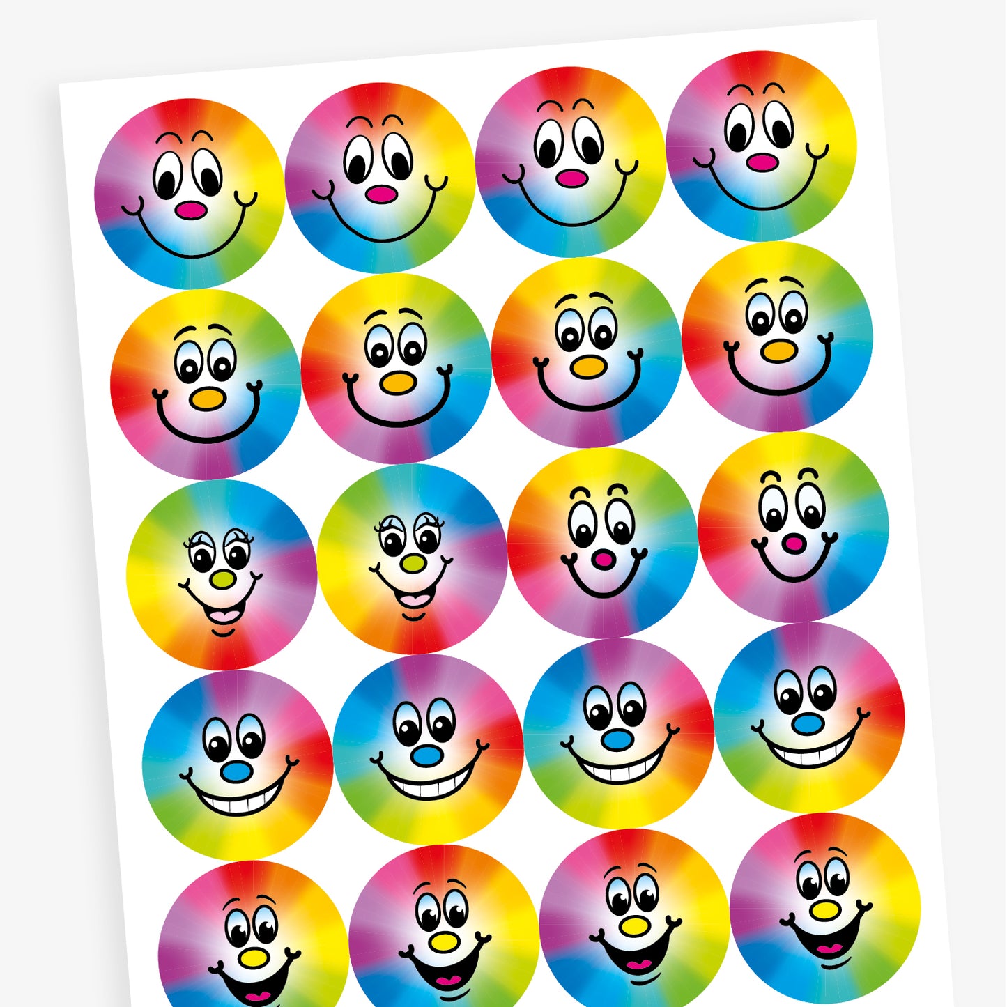 Rainbow Smiley Stickers - 32mm