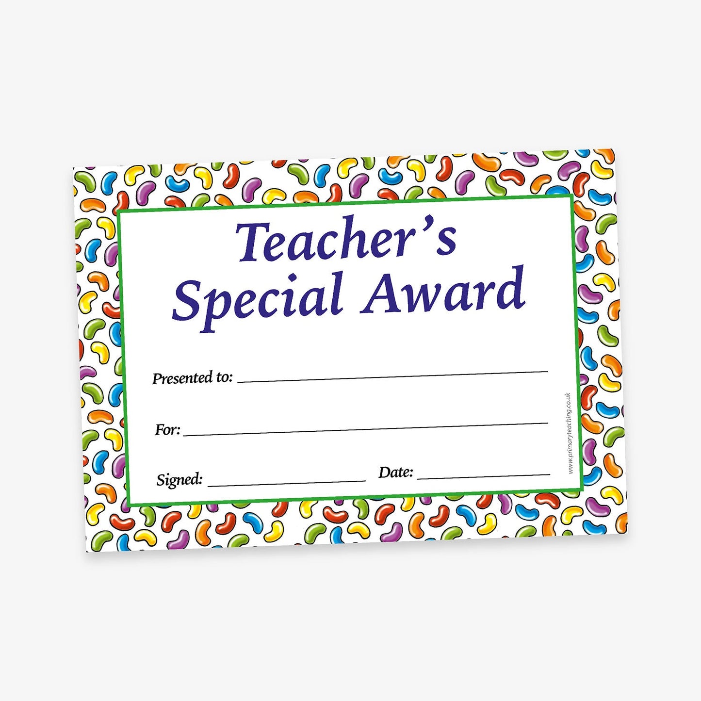 100 Jellybean Scented Teacher's Special Award Certificates - A5