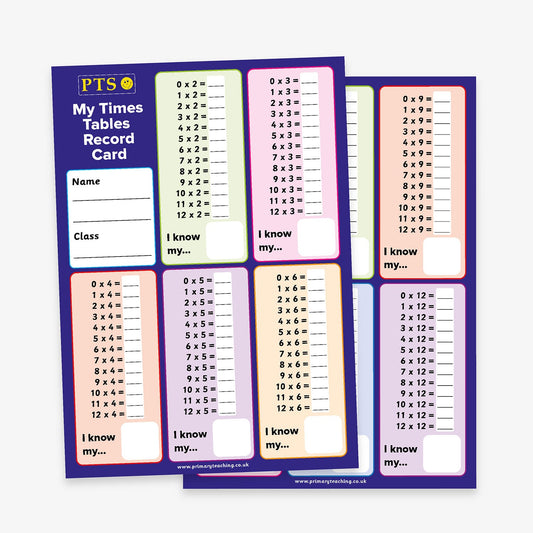 32 My Times Tables Record Cards - A5