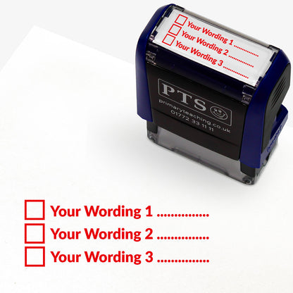 Personalised 3 Tick Box Stamper - 38 x 14mm