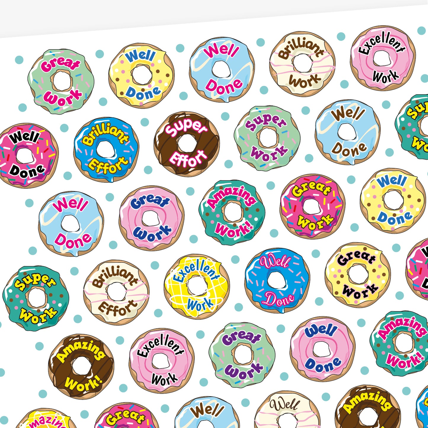 45 Vanilla Scented Doughnut Stickers - 32mm