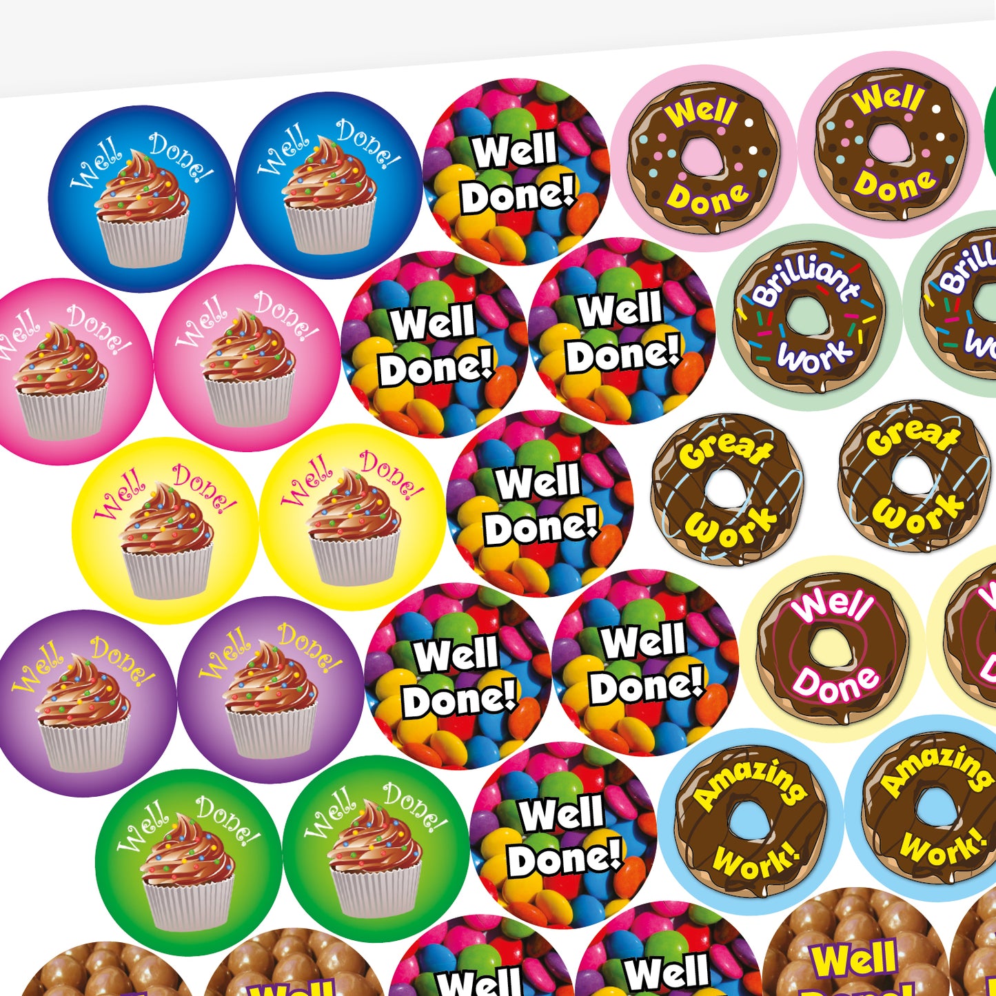 45 Chocolate Scented Assorted Well Done Stickers - 32mm