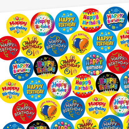 Strawberry Scented Happy Birthday Stickers - 32mm