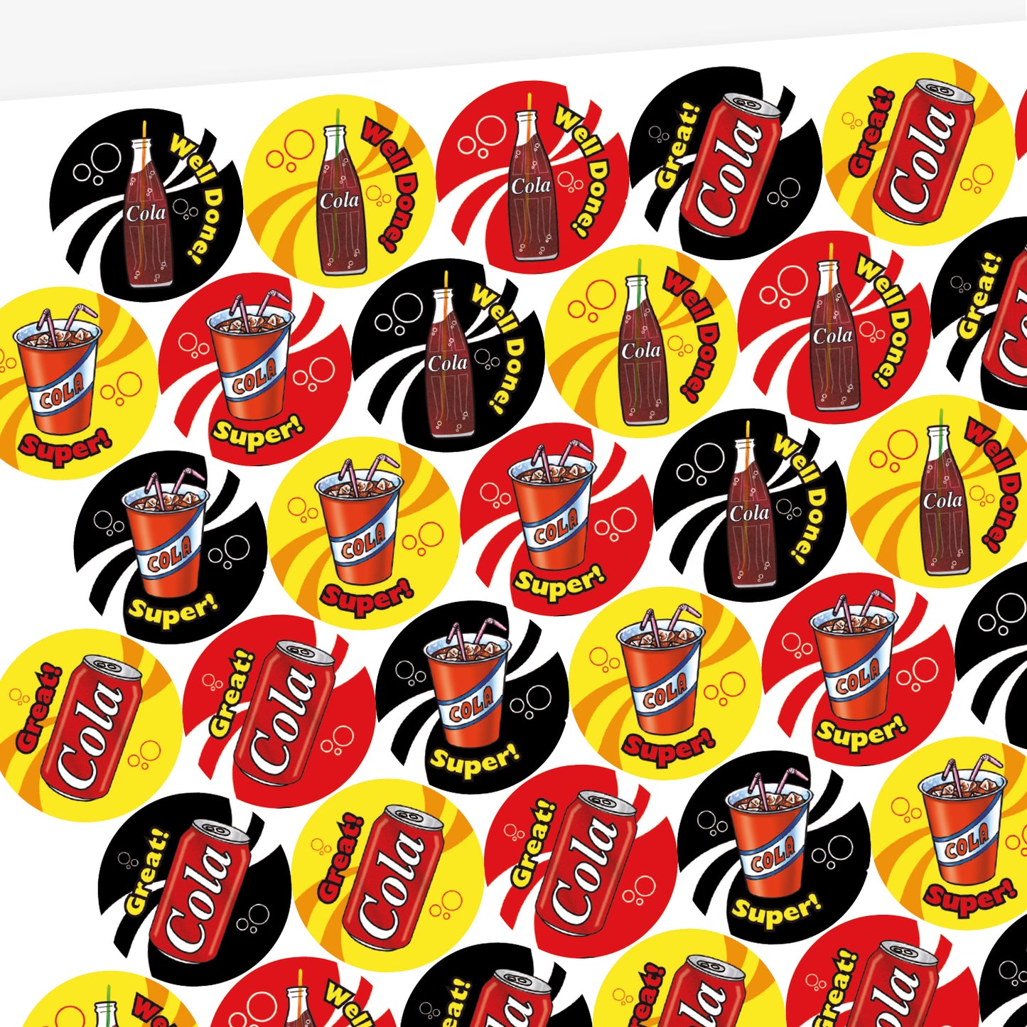 45 Cola Scented Drinks Stickers - 32mm