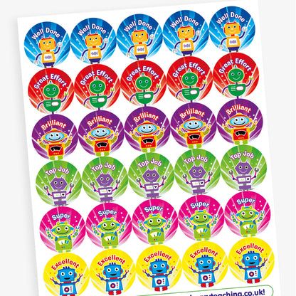 Tropical Fruit Scented Robot Stickers - 25mm