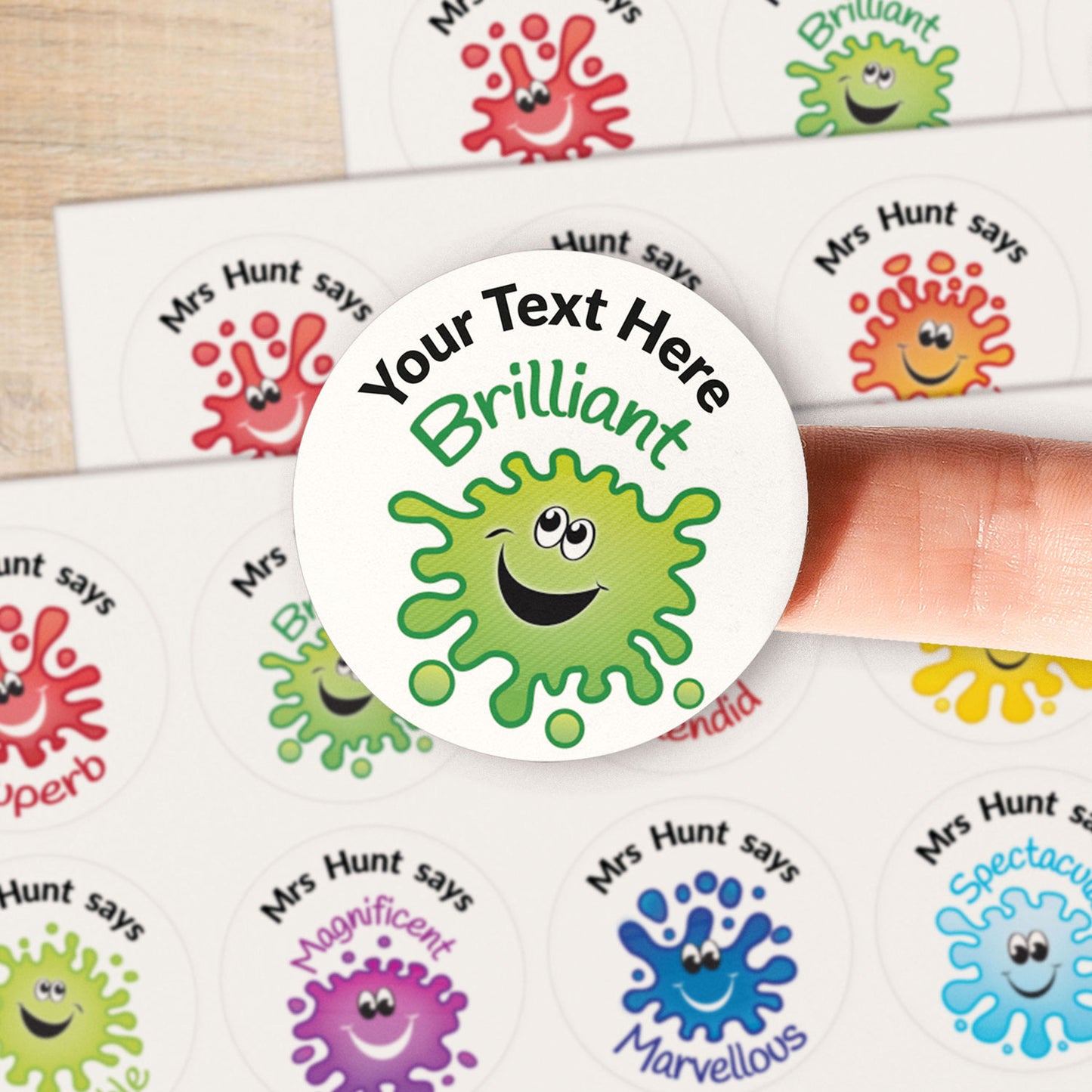 Personalised Jellybean Scented Splash Stickers - 37mm