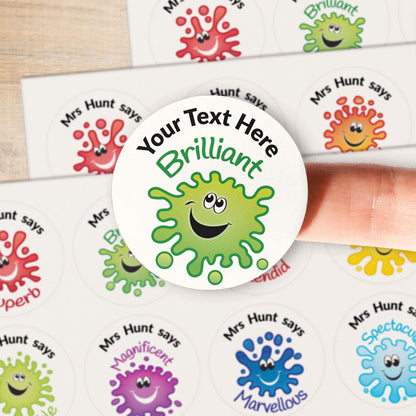 Personalised Jellybean Scented Splash Stickers - 37mm