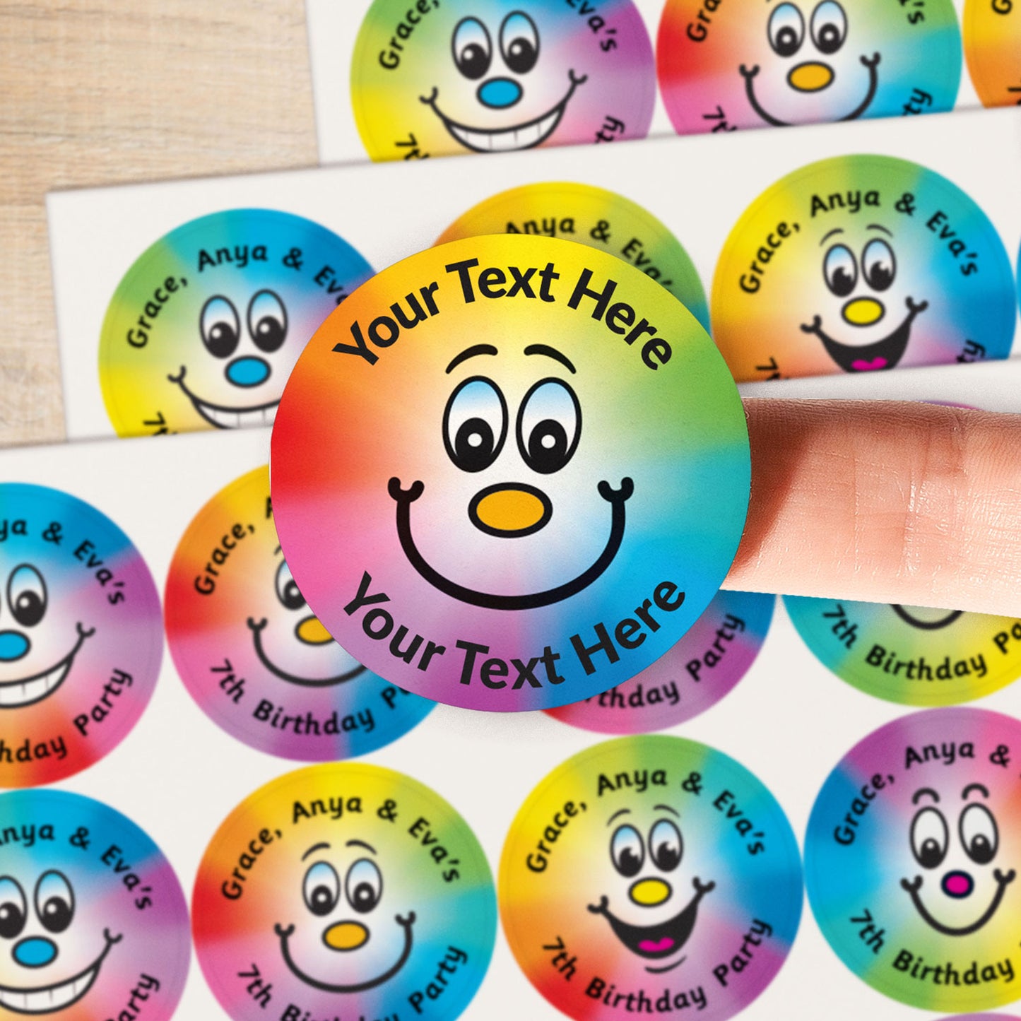 Personalised Sweet Shop Scented Rainbow Smile Stickers - 37mm