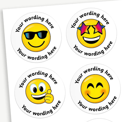 35 Personalised Bubblegum Scented Emoji Stickers - 37mm