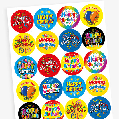 Strawberry Scented Happy Birthday Stickers - 32mm