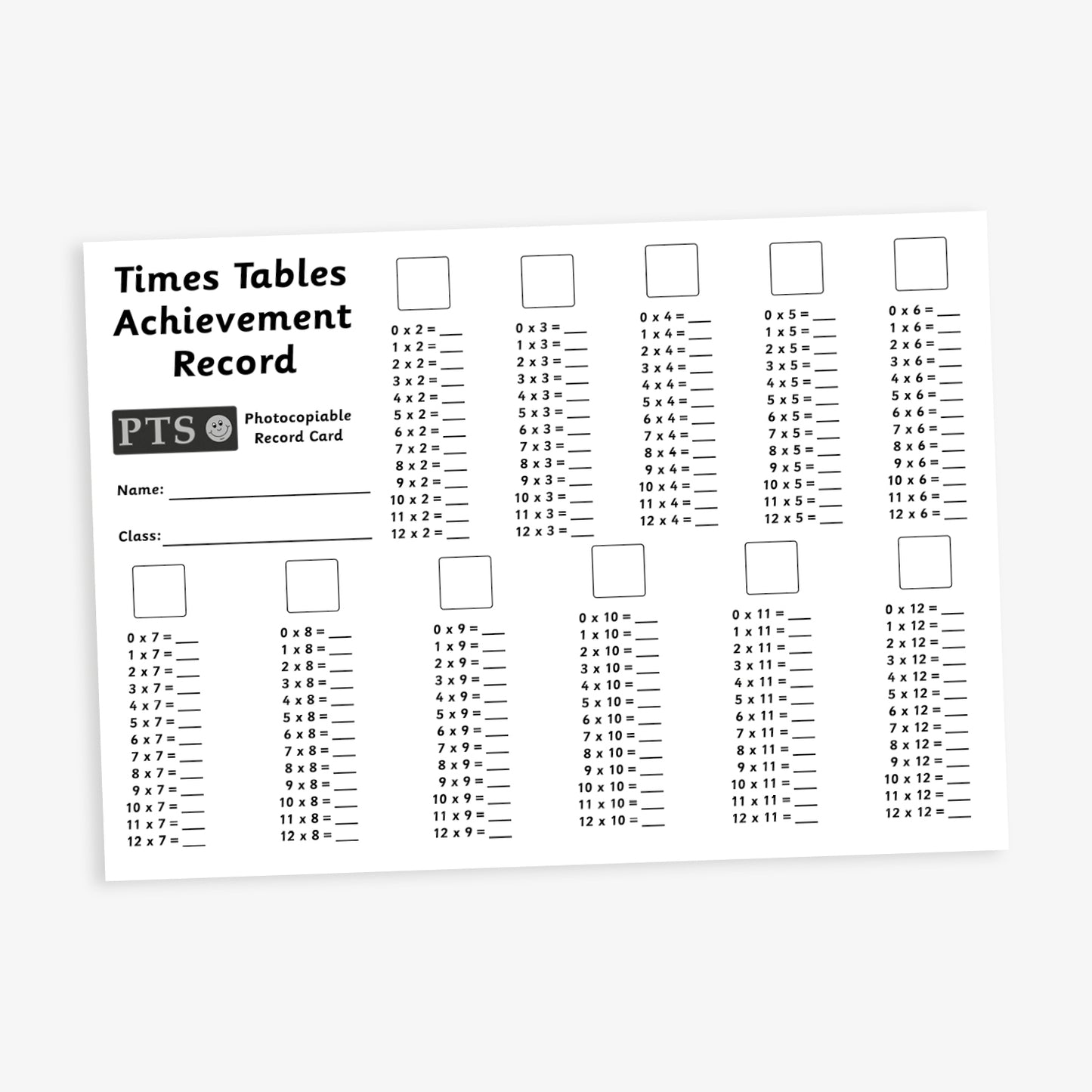 Times Tables Achievement Record