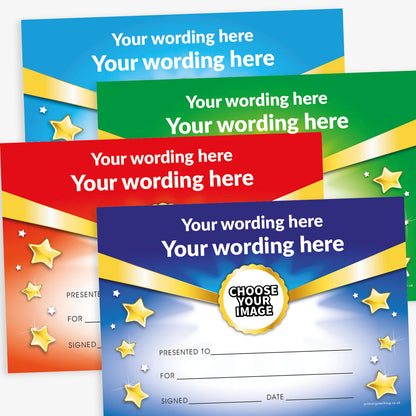 20 Design Your Own Banner and Stars Certificates - A5