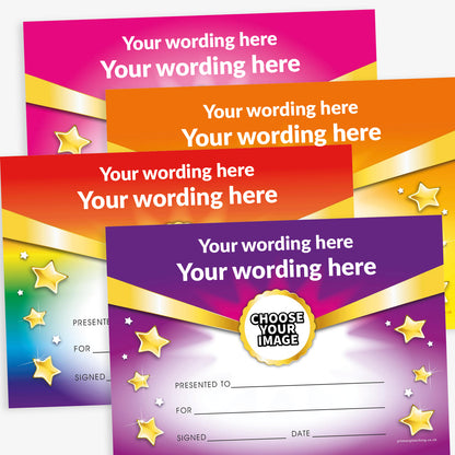 20 Design Your Own Banner and Stars Certificates - A5