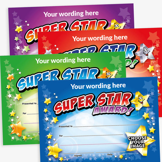 20 Design Your Own Star Award Certificates - A5