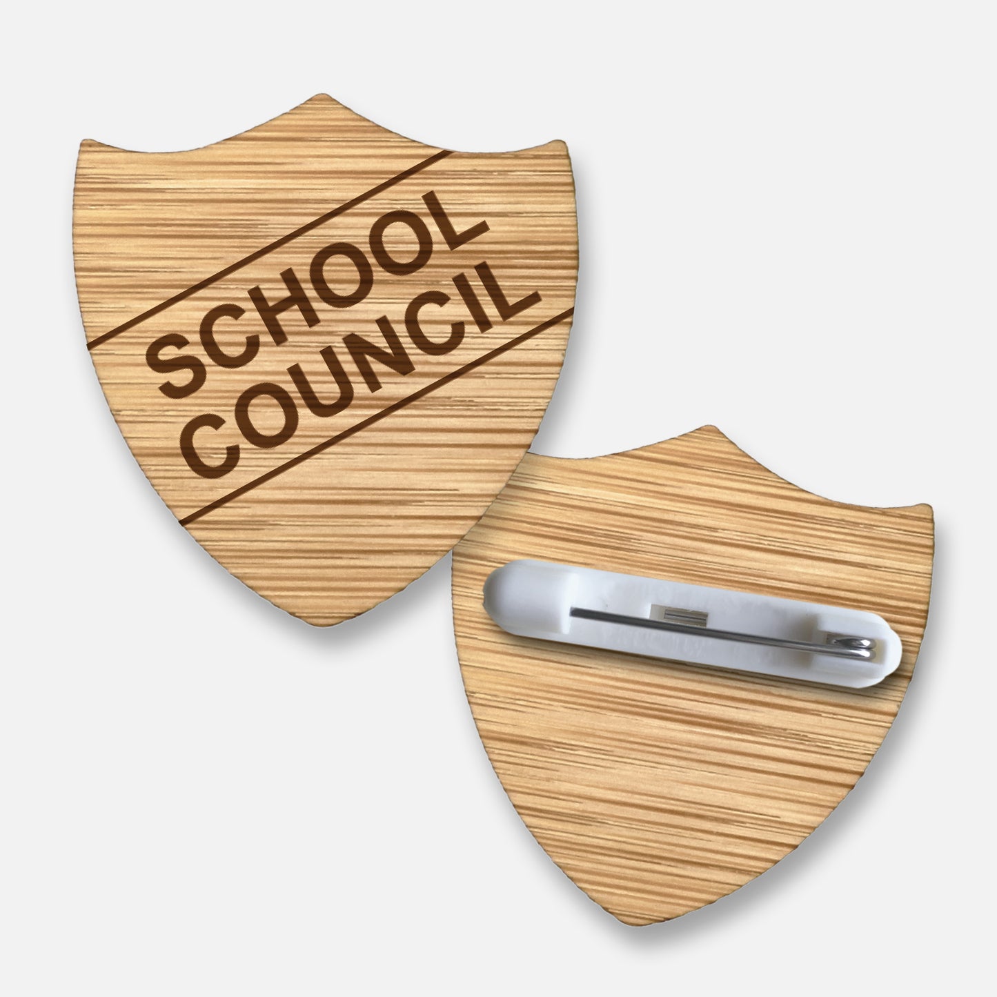 Bamboo Shield Natural School Council Badge - 35mm