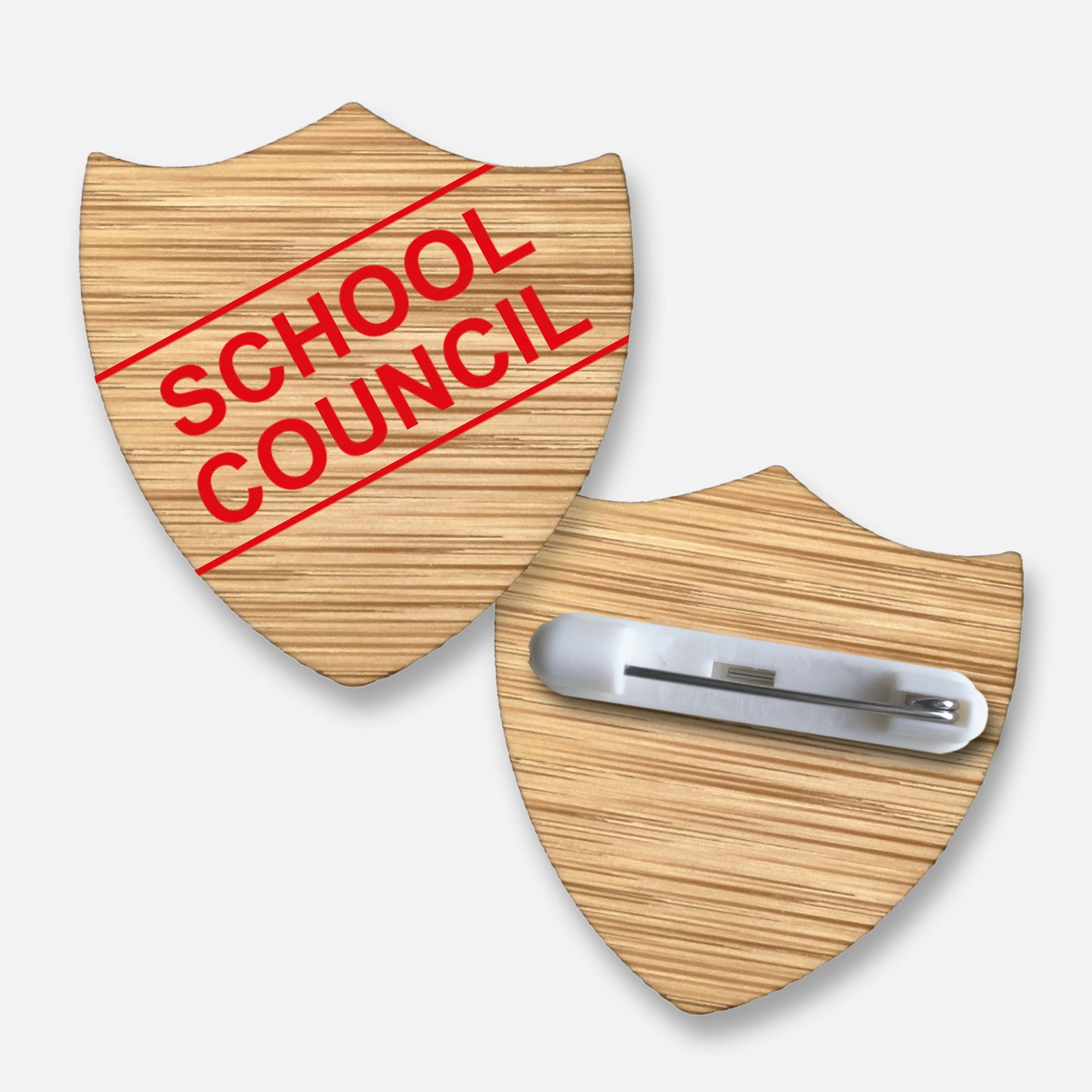 Bamboo Shield Natural School Council Badge - 35mm