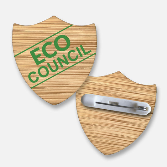 Bamboo Shield Natural Eco Council Badge - Green - 35mm