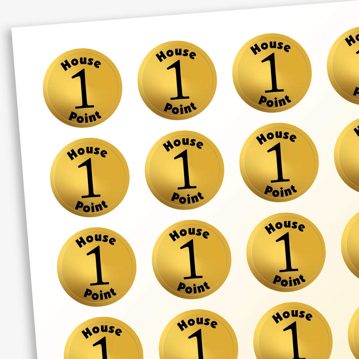 140 Metallic House Point Stickers  - Gold - 16mm