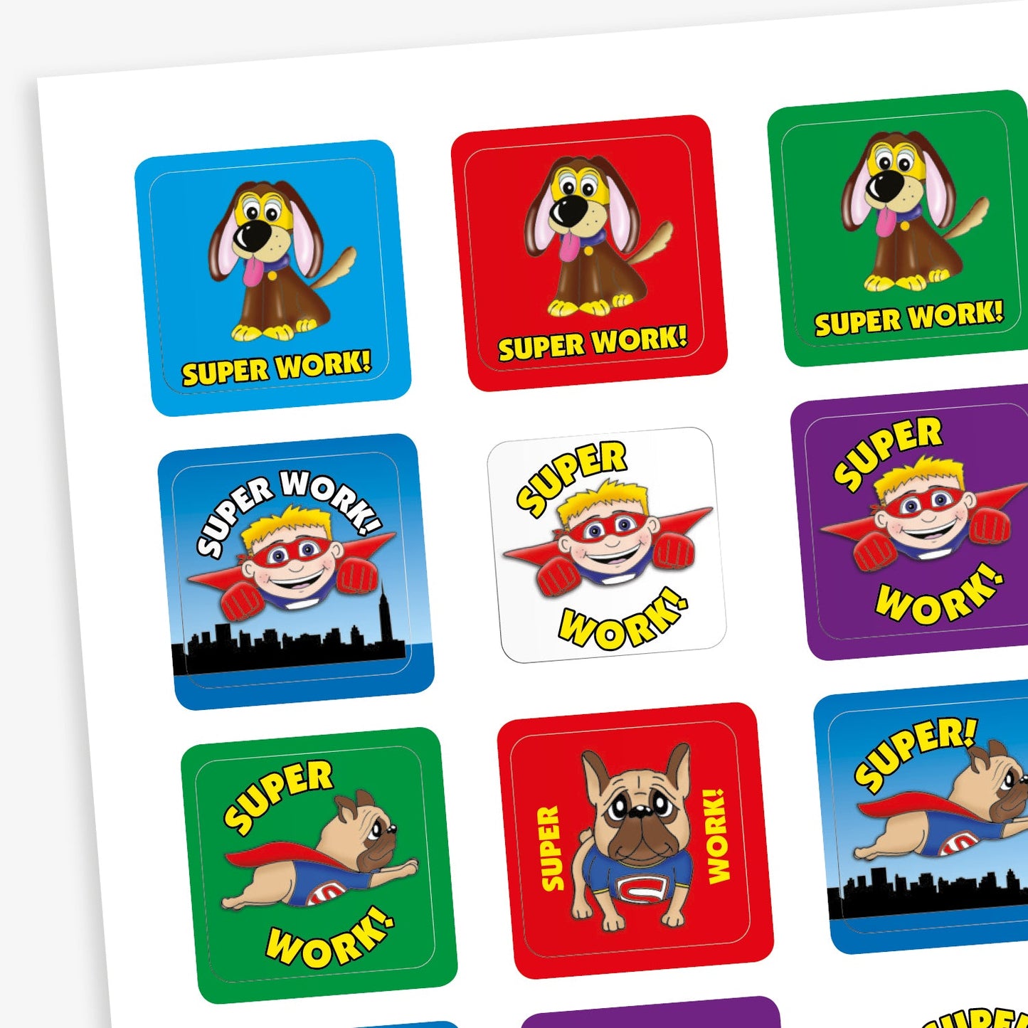 35 Super Work Superhero Stickers - 20mm