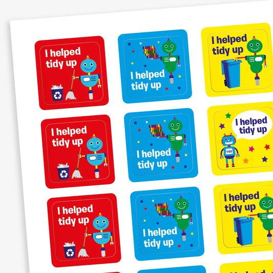 35 Tidy Up Robot Stickers - 20mm