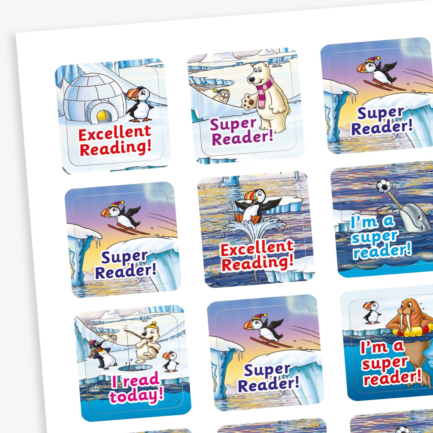 35 Polar Reading Stickers - 20mm