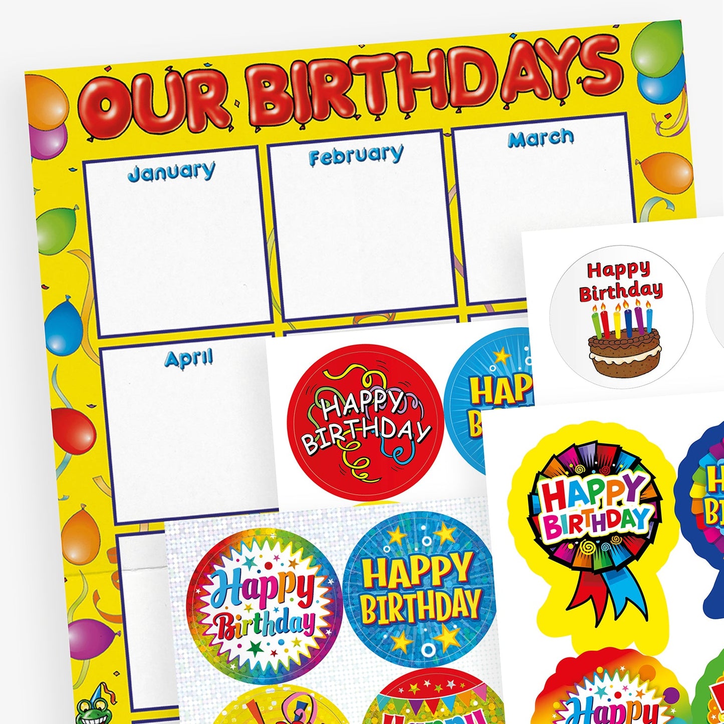 540 Happy Birthday Stickers, Poster and Sample Certificate