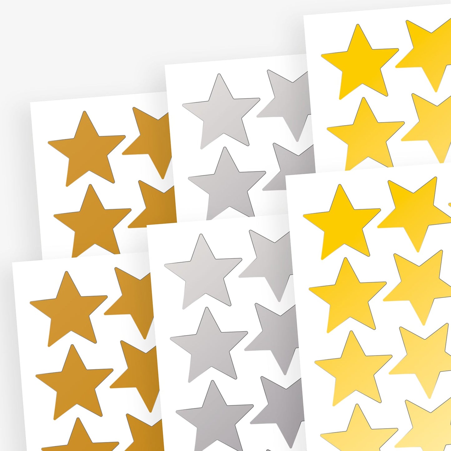 4200 Metallic Gold, Silver and Bronze Star Stickers - 18mm