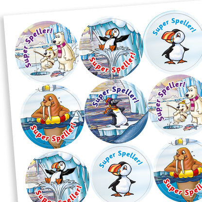 30 Super Speller Polar Stickers - 25mm