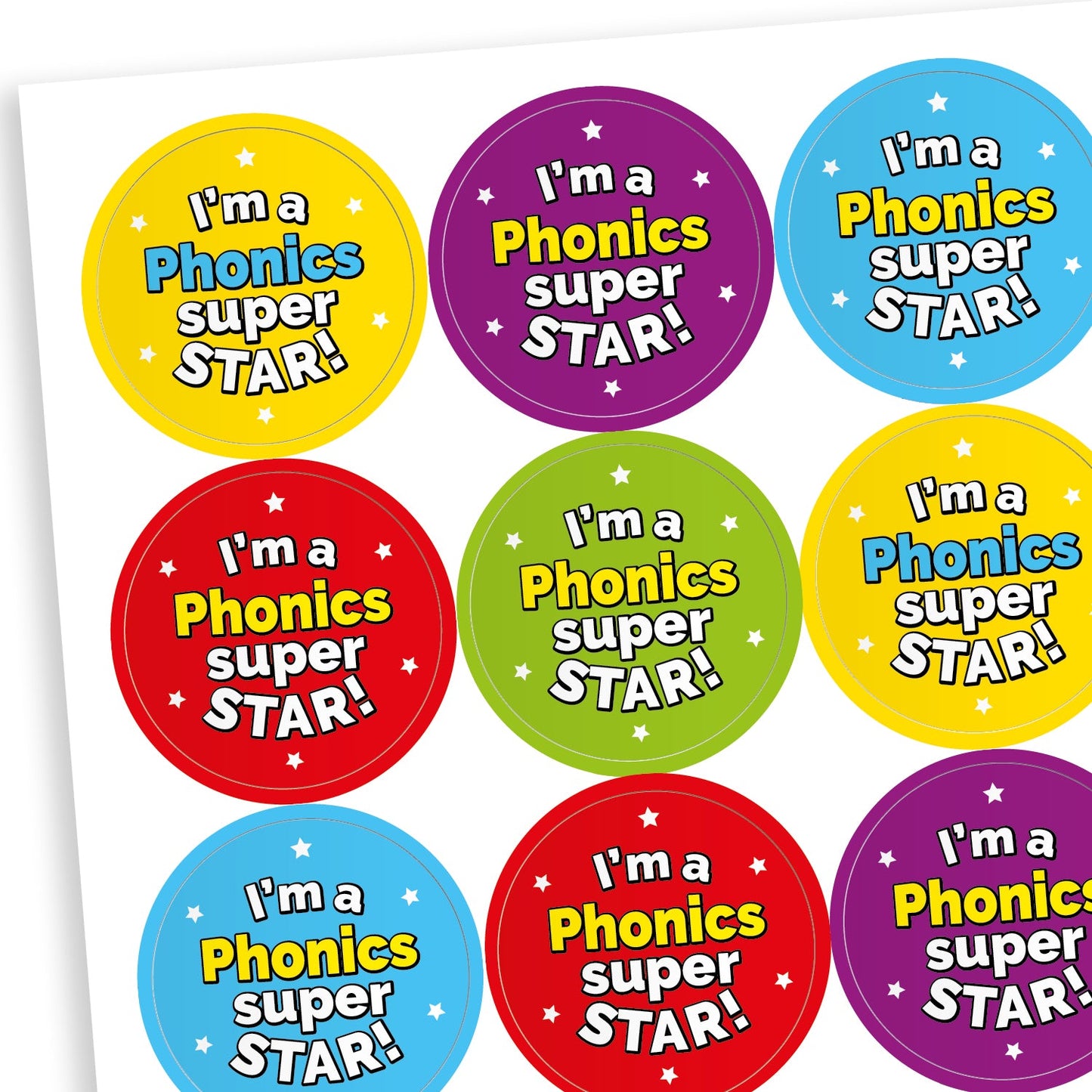 30 I'm a Phonics Super Star Stickers - 25mm