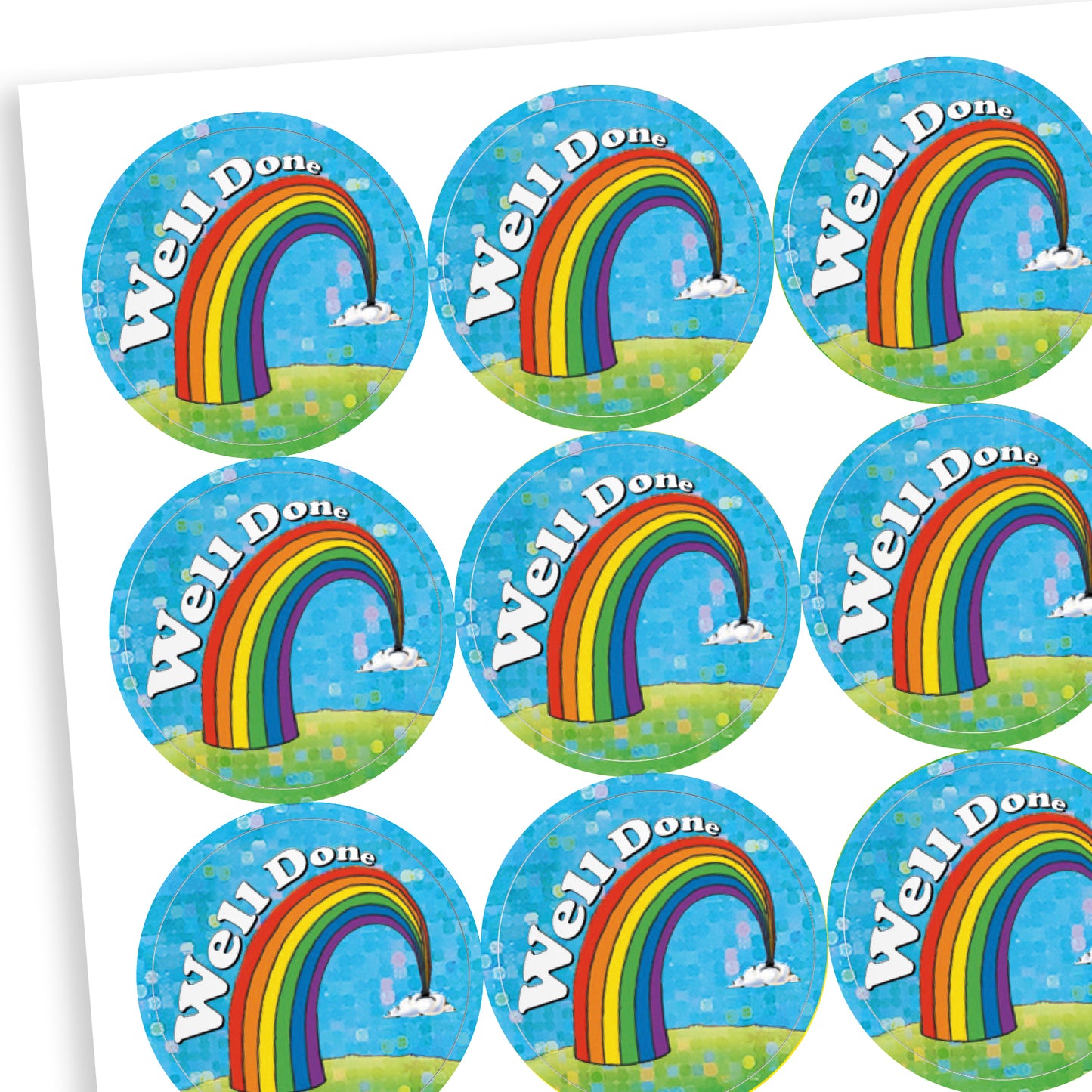 Holographic Well Done Rainbow Stickers - 25mm