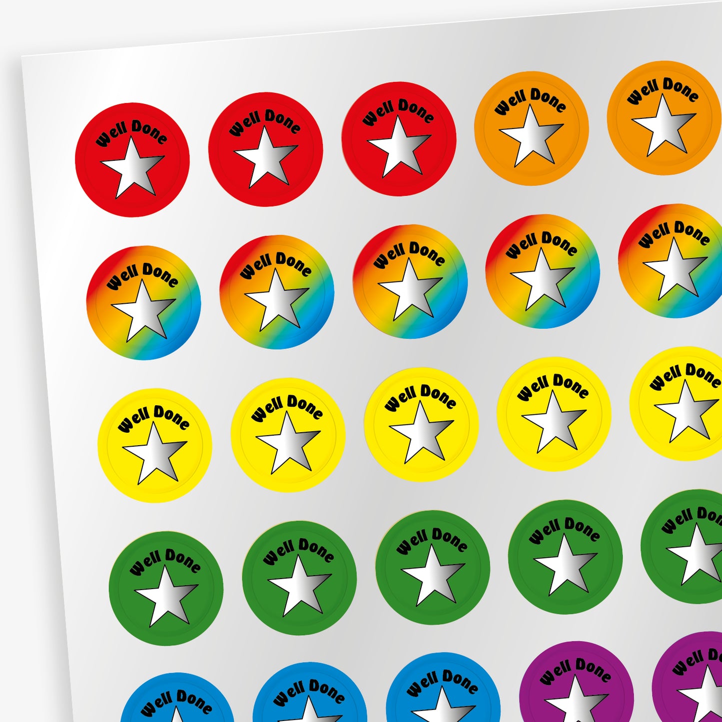 Metallic Well Done Star Stickers - 10mm