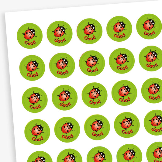 196 Good Ladybird Stickers - 10mm