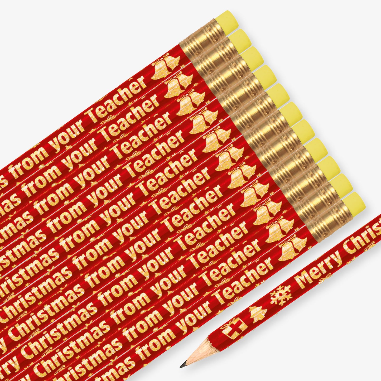 12 Metallic Merry Christmas from you Teacher Pencils