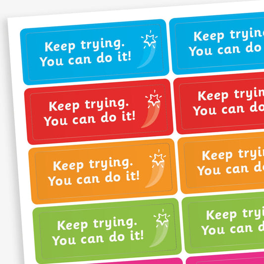 56 Keep Trying. You Can Do It! Stickers - 46 x 16mm