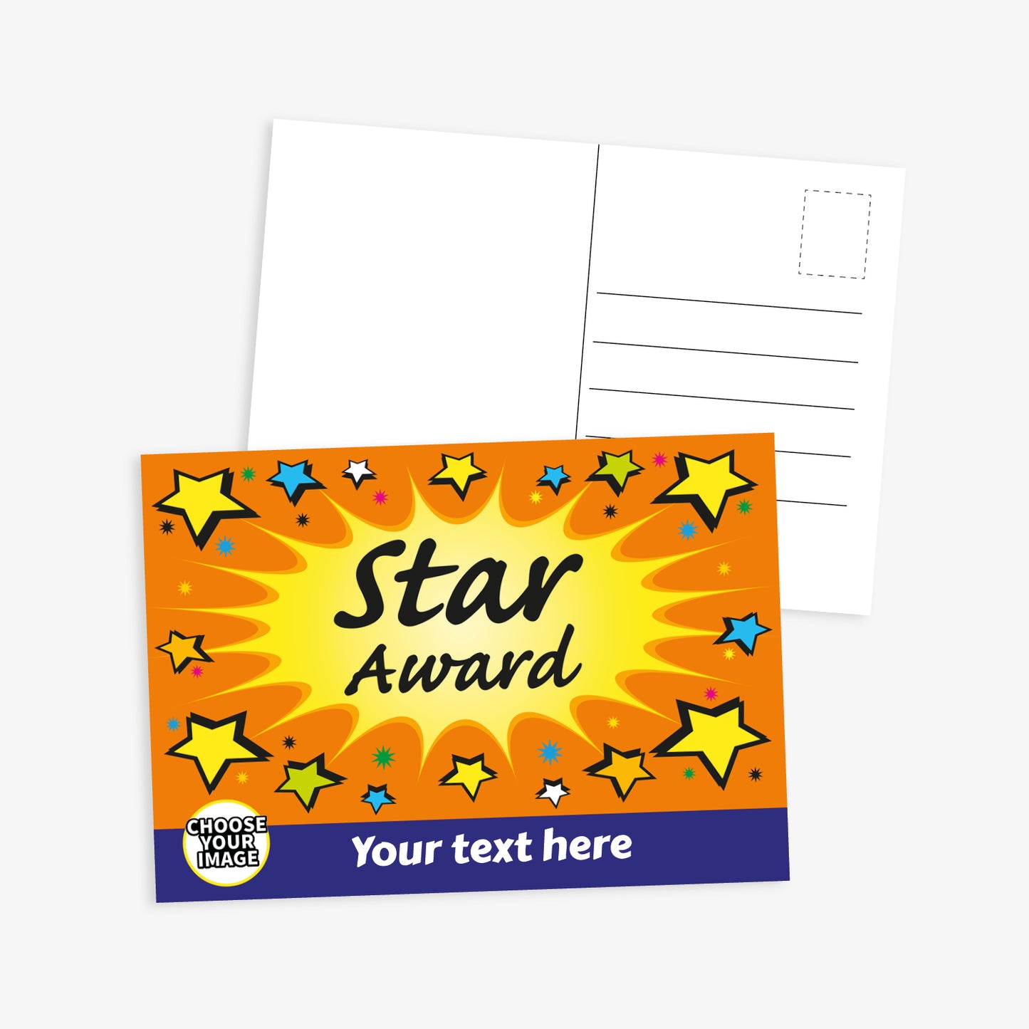 Personalised Star Award Burst Postcard - A6