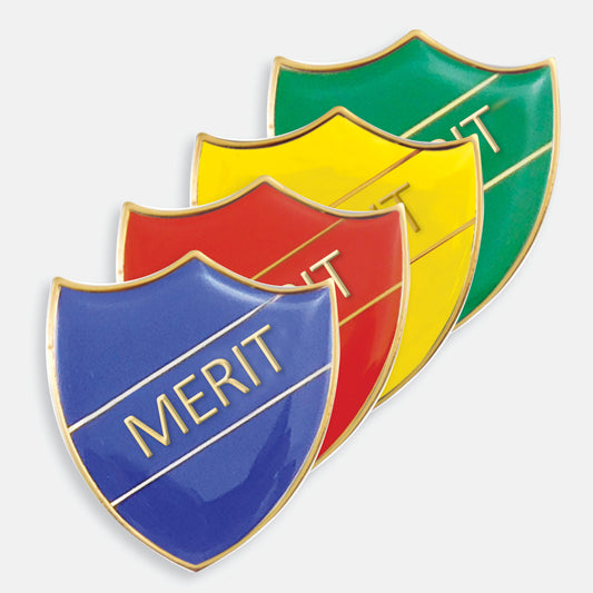 4 Enamel Merit Shield Badges  - 30 x 26mm