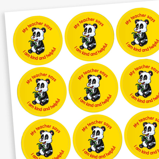 70 Kind and Helpful Panda Stickers - 25mm