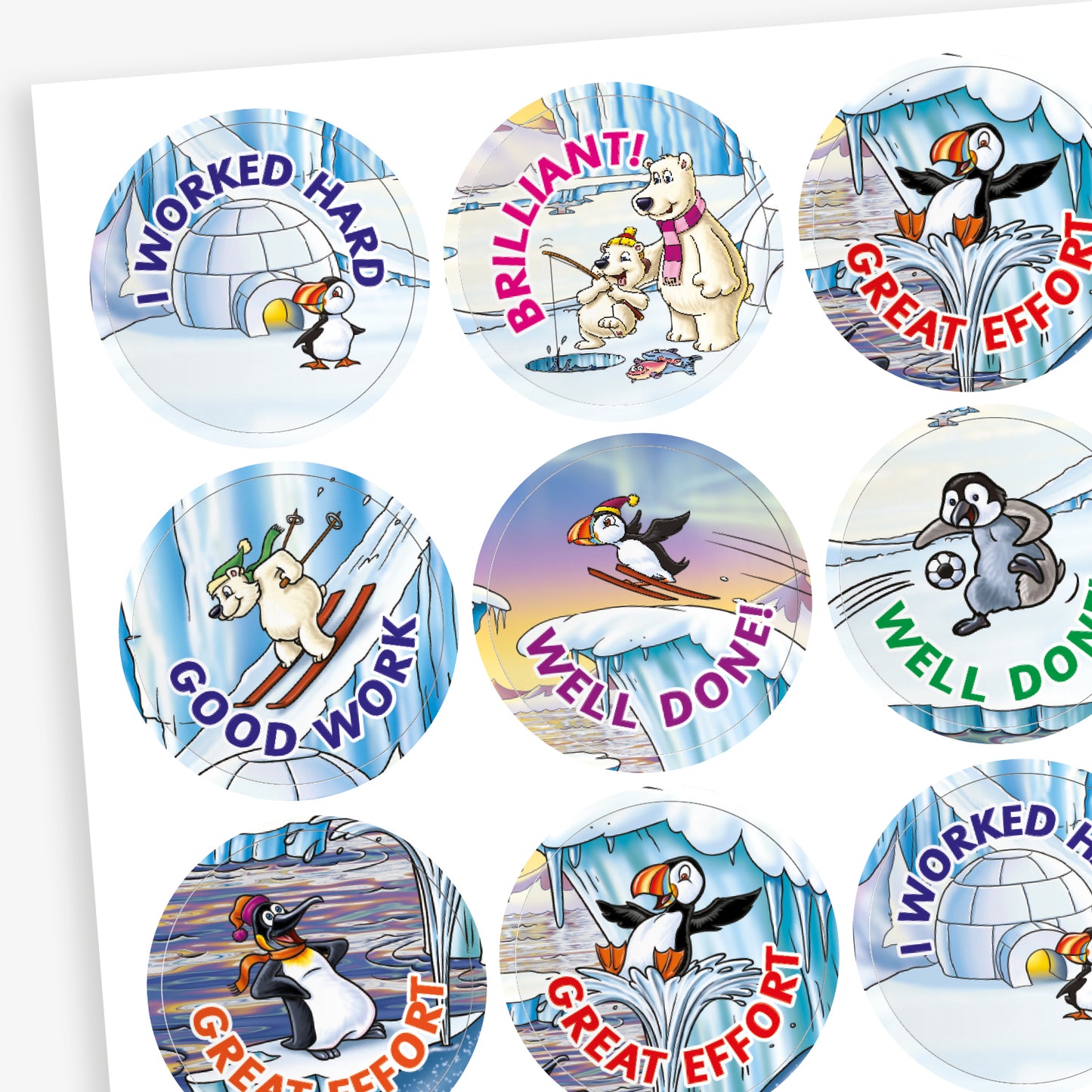 70 Polar Characters Stickers - 25mm