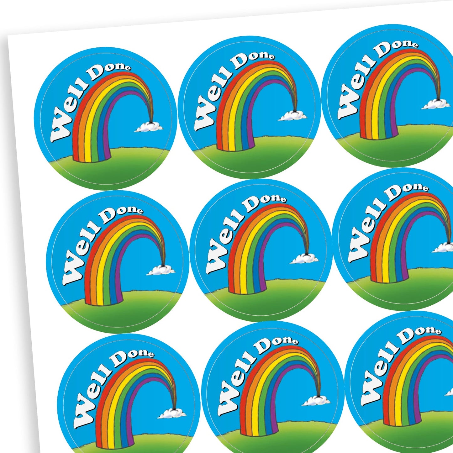 70 Well Done Rainbow Stickers - 25mm