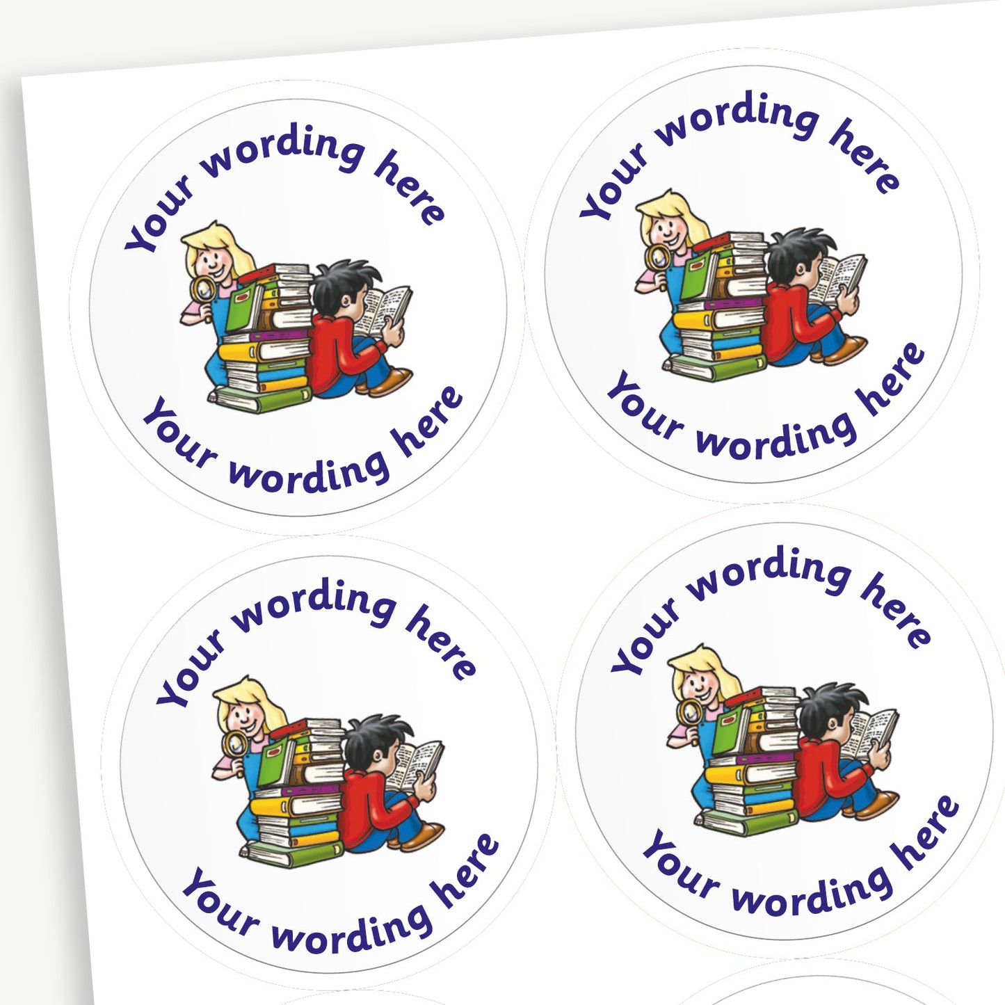 35 Personalised Reading Children Stickers - 37mm