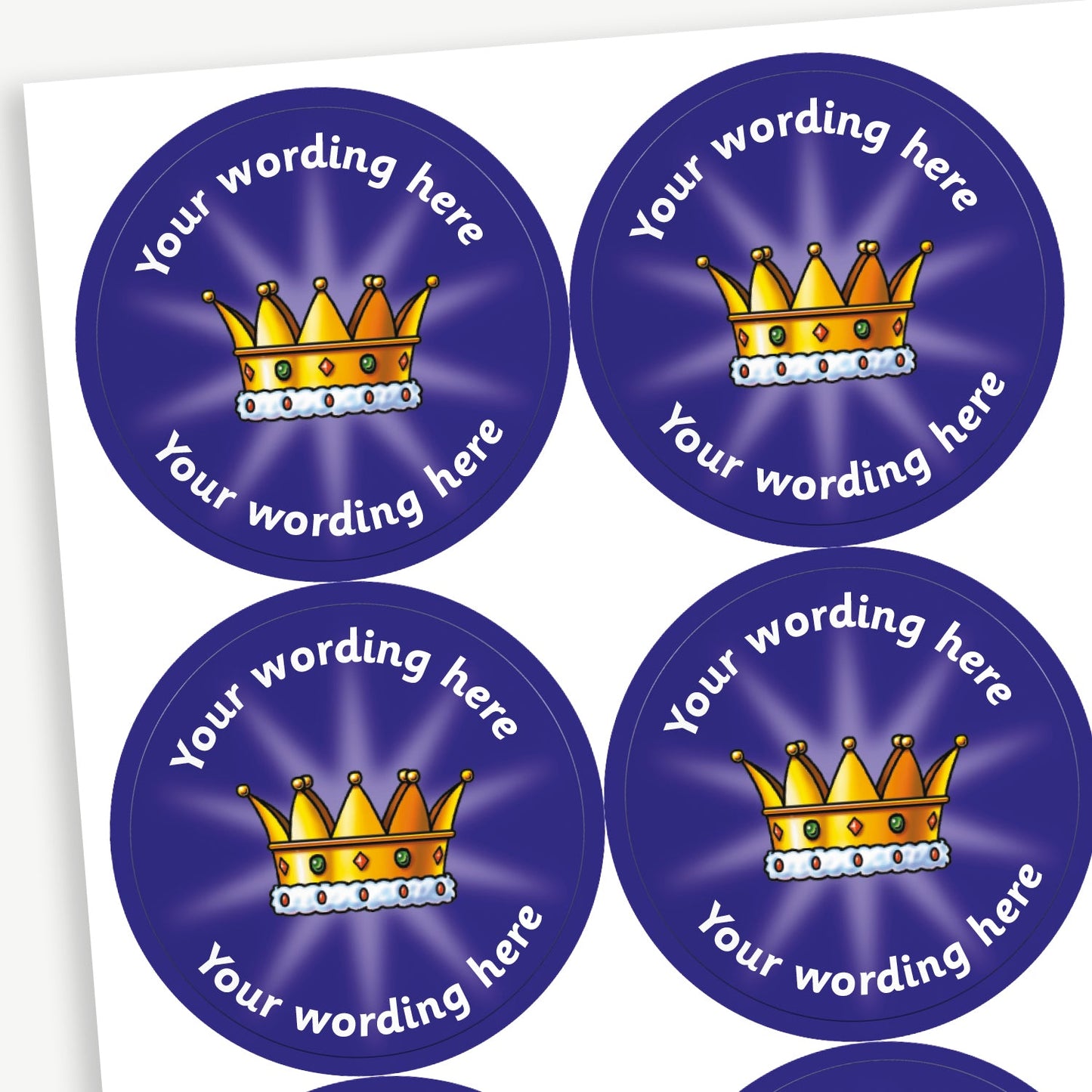 35 Personalised Crown Stickers - 37mm