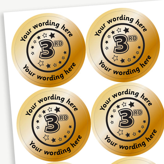 Personalised Metallic Bronze 3rd Stickers - 37mm